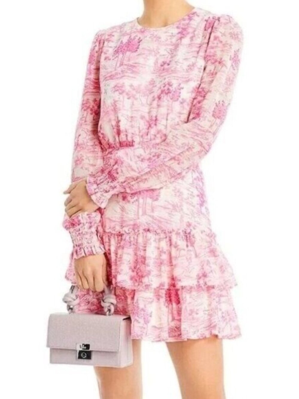 Aqua Bloomingdale's Pink + White Toile Mini Dress